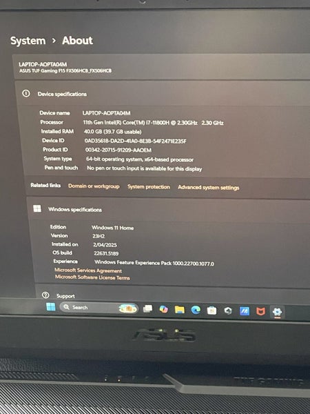 ASUS TUF GAMING LAPTOP F15 2023 MODEL.62863221945475111
