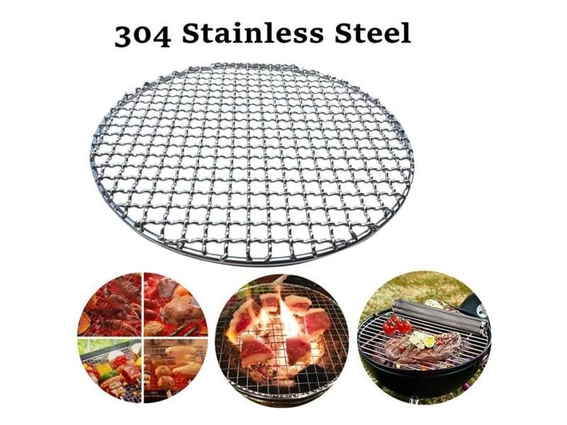 Round Stainless Steel BBQ Grill Roast Mesh Net Non-stick Barbecue Baking Pan Carousel 2