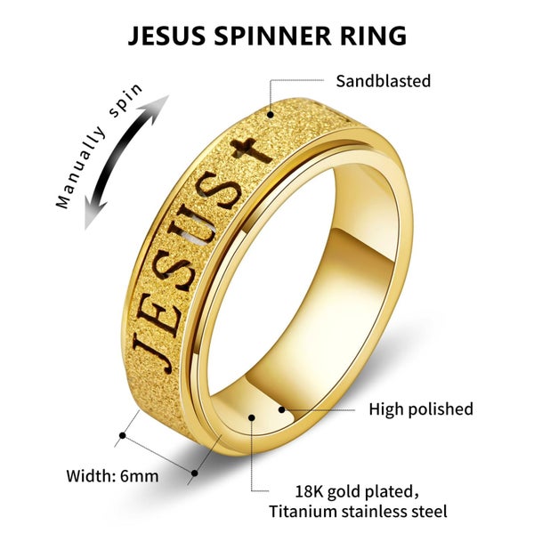 Fidget Spinner Anxiety Ring for Women: Fidget Toys Adults Cute Jesus Thumb Ring Carousel 2