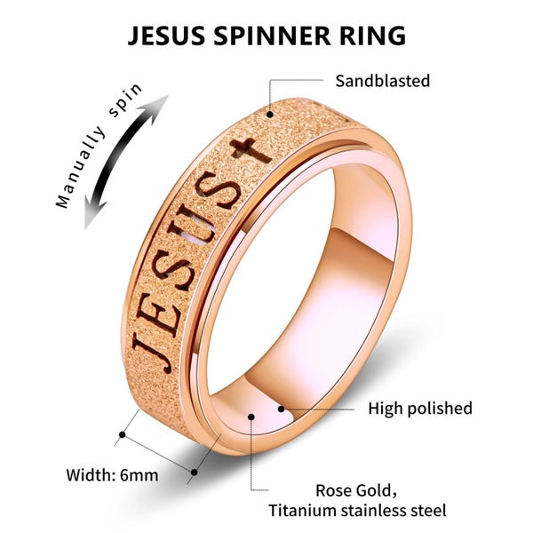 Fidget Spinner Anxiety Ring for Women: Fidget Toys Adults Cute Jesus Thumb Ring Carousel 2