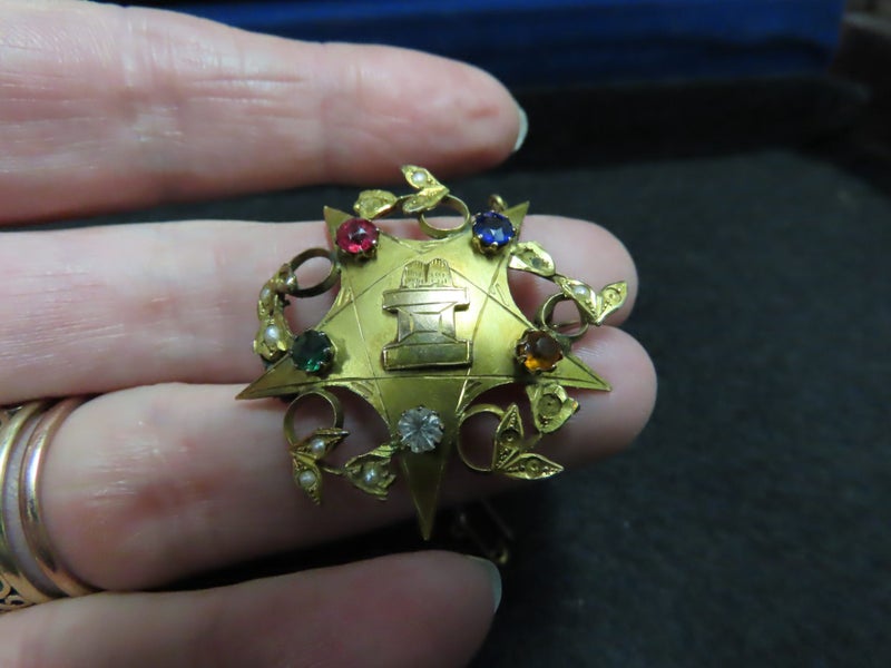 9ct gold rare masonic Order of the Eastern Star brooch... c1900s Edwardian? Carousel 2