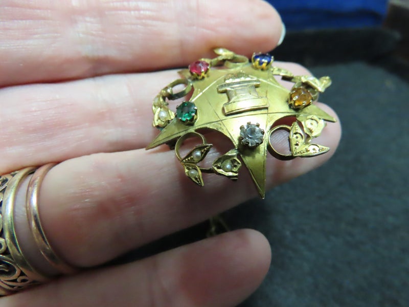 9ct gold rare masonic Order of the Eastern Star brooch... c1900s Edwardian?62863214713859113
