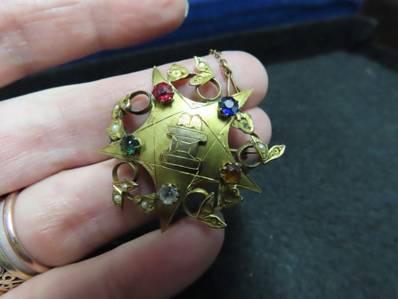 9ct gold rare masonic Order of the Eastern Star brooch... c1900s Edwardian? Carousel 1