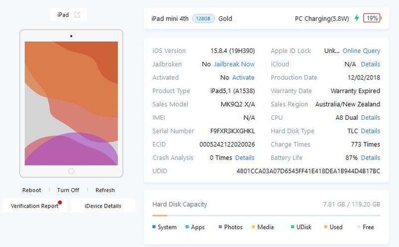 iPad Mini 4 – 128GB – Gold – iCloud Locked – For Parts or Repair #03 Carousel 2