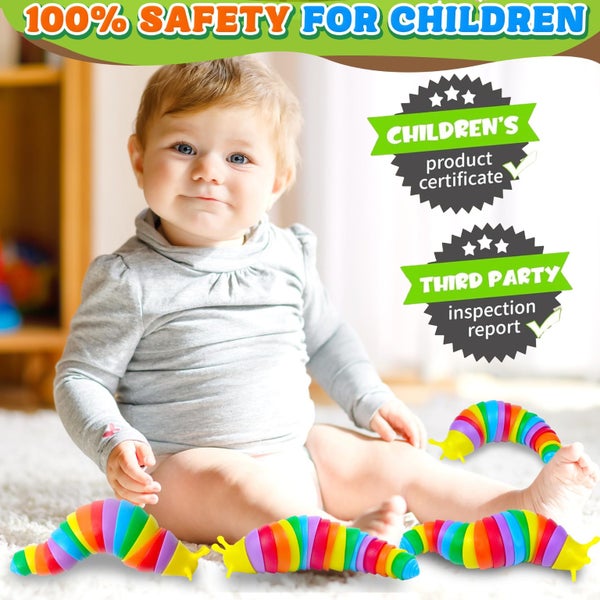12PCS Baby Sensory Fidget Slug Toys Pack ASMR Travel Airplane Activities Road T Carousel 2