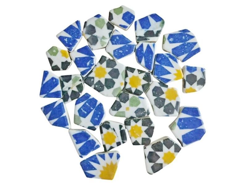 85gram/3oz(Apporx. 16pcs) Blue And White Porcelain Polygon Mosaic Tiles Multi Carousel 1