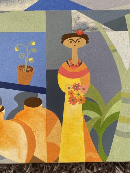 'Visiting Frida Kahlo' Acrylic on Canvas by Gillian Cronin62854320335234112