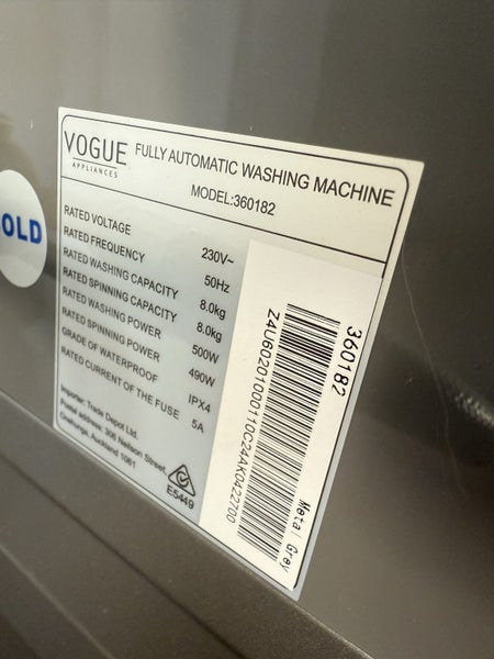 Vogue Washing Machine 8kg Top Loader Carousel 4