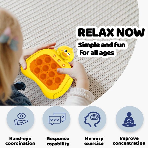 Pop Push Game Fidget Toy for Kids Ages 312 Handheld Fast Push Game Yellow Duck Carousel 2