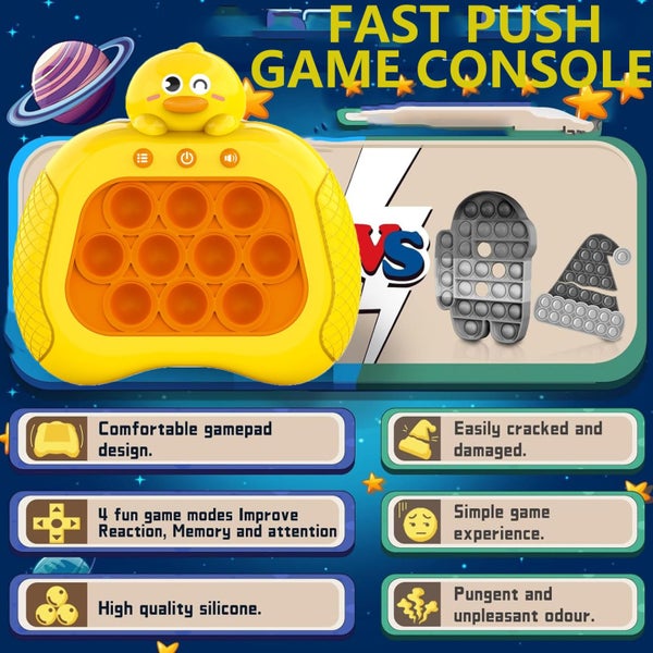 Pop Push Game Fidget Toy for Kids Ages 312 Handheld Fast Push Game Yellow Duck Carousel 3
