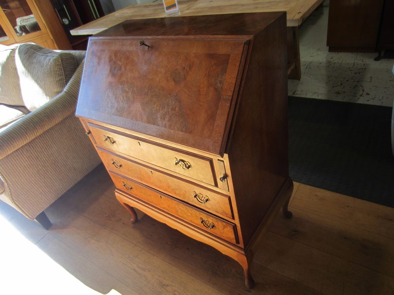 Burr Walnut & Mahogany Dropfront Desk Carousel 2