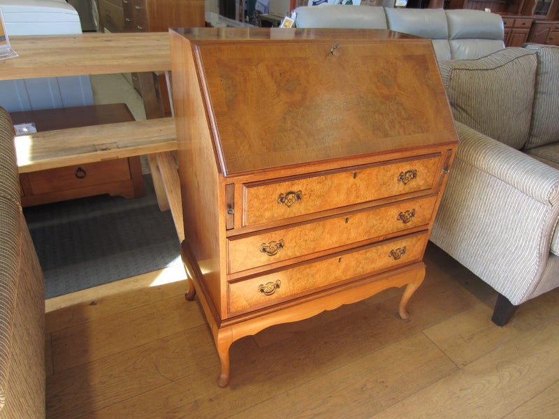 Burr Walnut & Mahogany Dropfront Desk Carousel 1