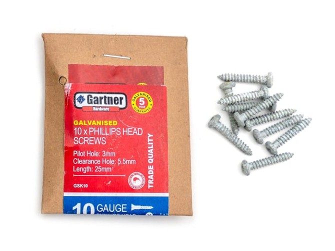 Galvanised Screws - Gauge 10 - 25mm (10 Pack) Carousel 1