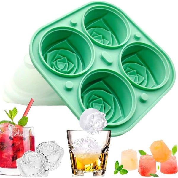 4 Cavity 3D Rose Shape Spill Proof Ice Cube Mould Carousel 2