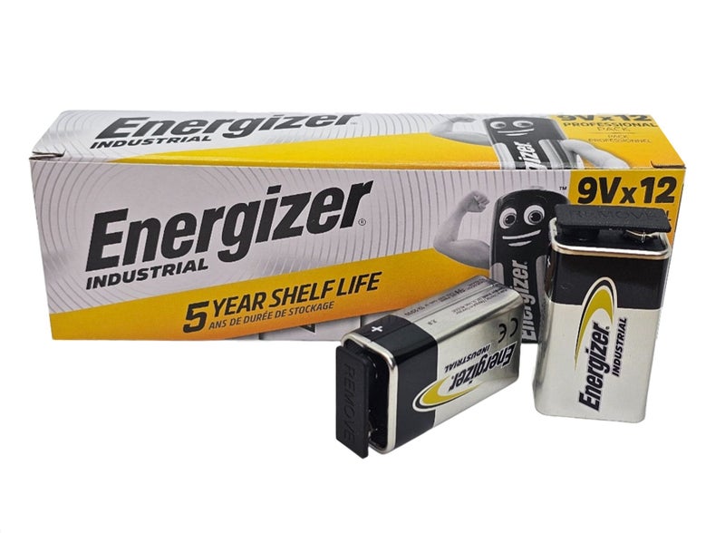 Energizer 9V (6LR61) Industrial Alkaline Batteries - 12 Pack Carousel 1