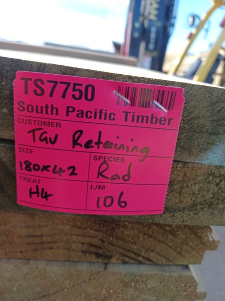 PINE RETAINING TIMBER - TG&V 180 x 42mm H4 - 106m - TS775062866851949058112