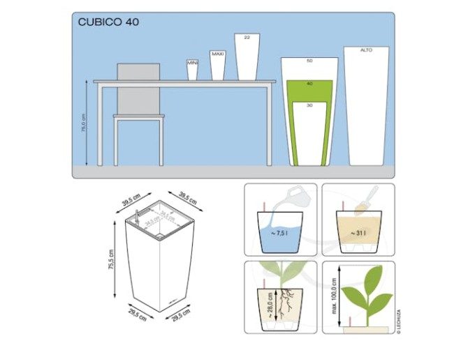 Lechuza Cubico Planter Colour 40 - White Carousel 9