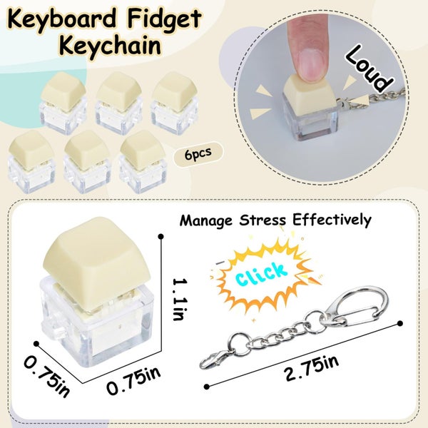 6 Pack Keyboard Fidget Toy Keyboard Fidget Keychain Keyboard Decompression Butto Carousel 2