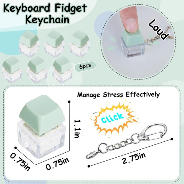 6 Pack Keyboard Fidget Toy Keyboard Fidget Keychain Keyboard Decompression Butto Carousel 2