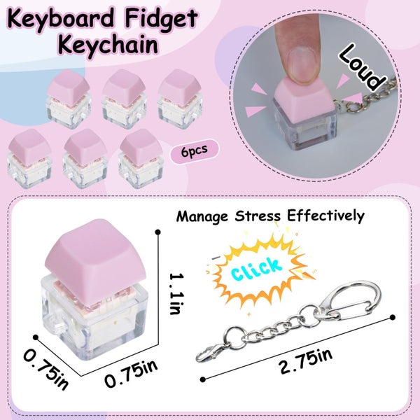 6 Pack Keyboard Fidget Toy Keyboard Fidget Keychain Keyboard Decompression Butto Carousel 2