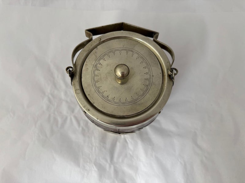 1900's Oak, Silver with Porcelain Liner Biscuit Barrel (21191)62933730254210112