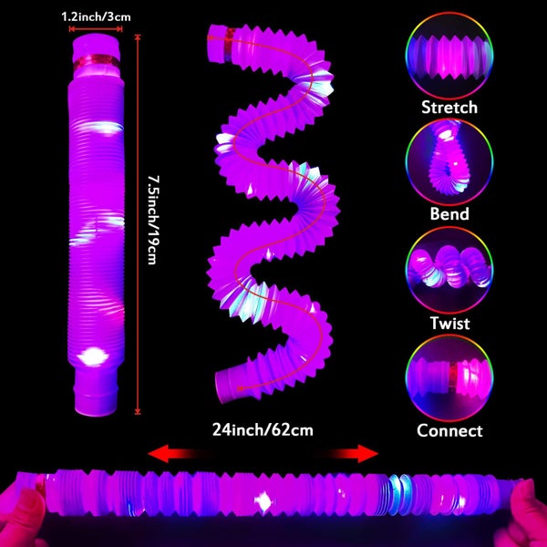 YOFOBU 24Pack Light Up Pop Tubes Purple Glow Sticks Party Favors for Kids Easter Carousel 3