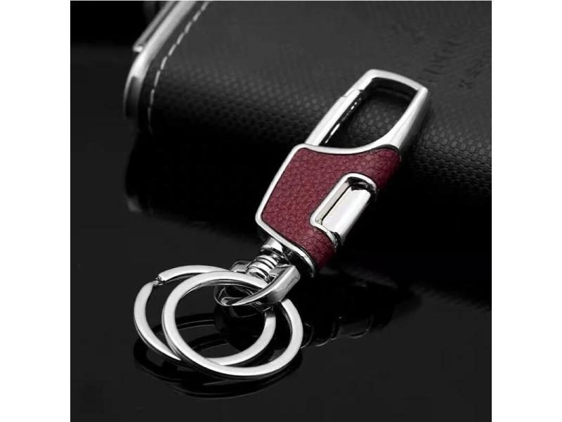 One Click Open Car Key Chain Pendant Double Ring Thickened Loss-proof Metal Carousel 1