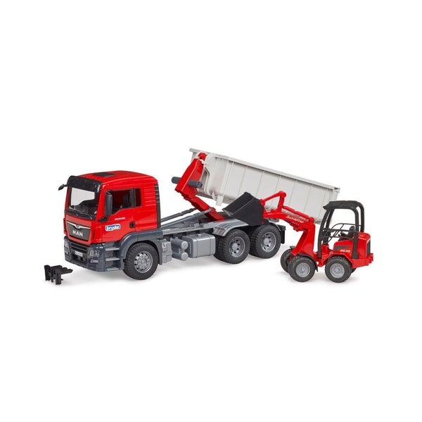 Bruder 1:16 Man TGS Truck With Roll-Off-Container & Loader Model Kids Toy 3y+ Carousel 2