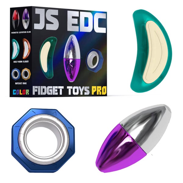 3Pcs Fidget Toys Set for Anxiety Relief Magnetic Slider Fidget Ring &Spinner Carousel 1