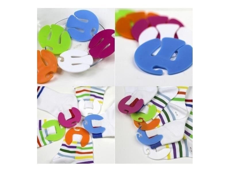 50PCS/LOT Mixed Color Sock Clip Circle Sock Holder Sorters Locks Clips Laundry Carousel 1