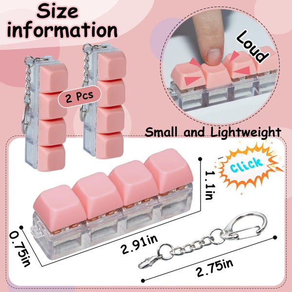 2 Pcs Keyboard Fidget Toy Keyboard Fidget Keychain 4in1 Keyboard Decompressio Carousel 2