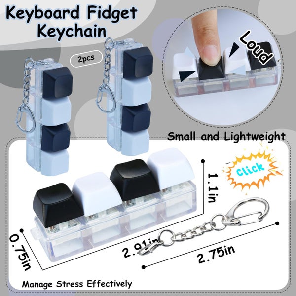 2 Psc Keyboard Fidget Toy Keyboard Fidget Keychain 4in1 Keyboard Decompressio Carousel 3