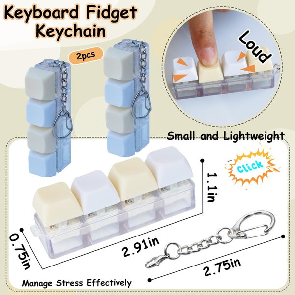 2 PCS Keyboard Fidget Toy Keyboard Fidget Keychain 4in1 Keyboard Decompressio Carousel 2