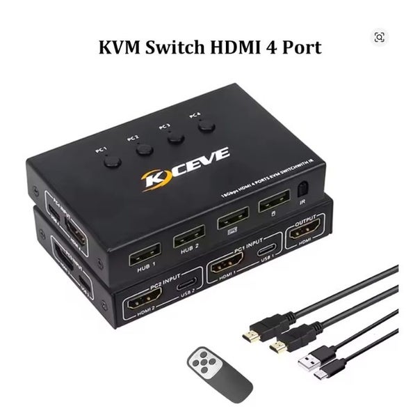 4 Port HDMI KVM Switch,UHD 4K@60Hz USB and HDMI Switch for 4pc Carousel 4