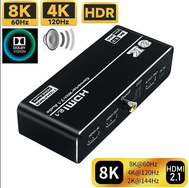 HDMI-Compatible2.1 Audio extractor 8k 60Hz Video Converter for PS5 Xbox TV Carousel 1