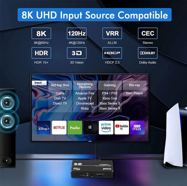 HDMI-Compatible2.1 Audio extractor 8k 60Hz Video Converter for PS5 Xbox TV Carousel 2
