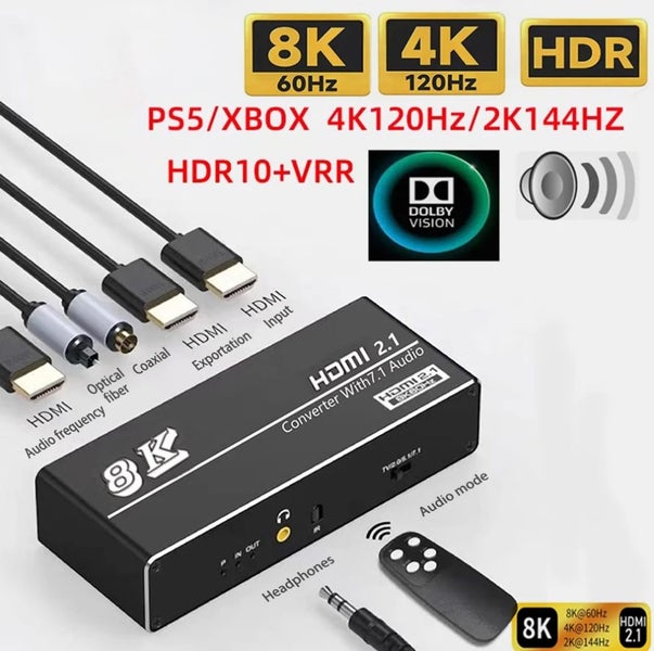 HDMI-Compatible2.1 Audio extractor 8k 60Hz Video Converter for PS5 Xbox TV Carousel 4