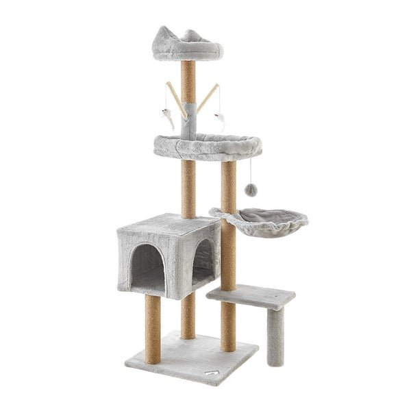 Zoomies Cat Scratching Post Tree Grey 142cm Carousel 1