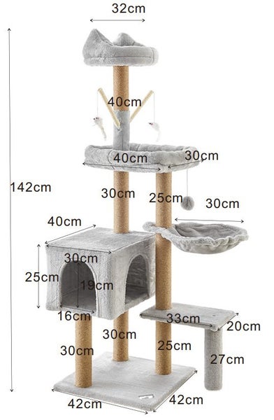 Zoomies Cat Scratching Post Tree Grey 142cm Carousel 5