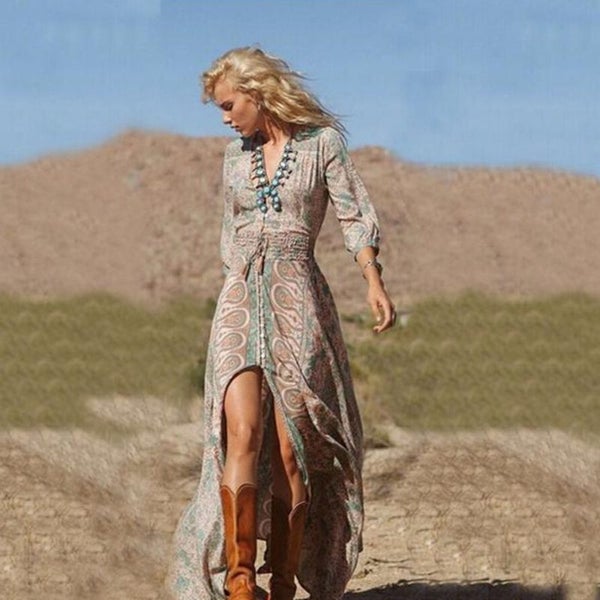 Maxi Dress Boho Floral Summer Dresses Womens Clothing Size 14 Carousel 5