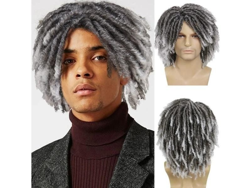 Men Synthetic DreadLock Afro Bob Wig For Party Carousel 1