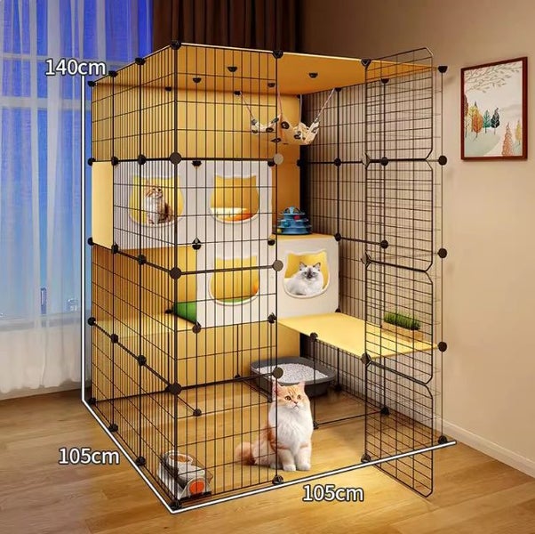 DIY Cage Large 4 Level Yellow White Carousel 1
