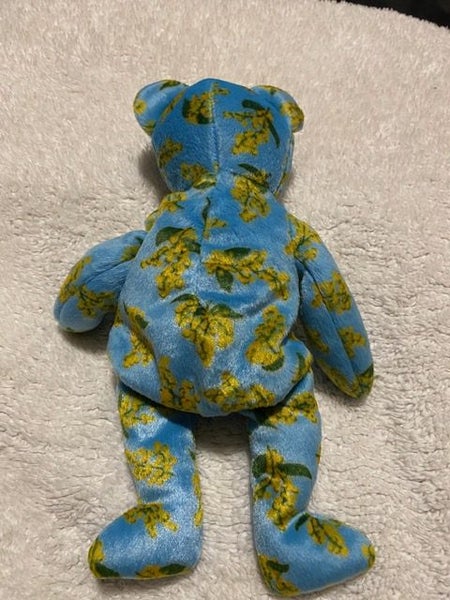 Beanie Baby style teddy with beautiful floral fabric!!! Carousel 5