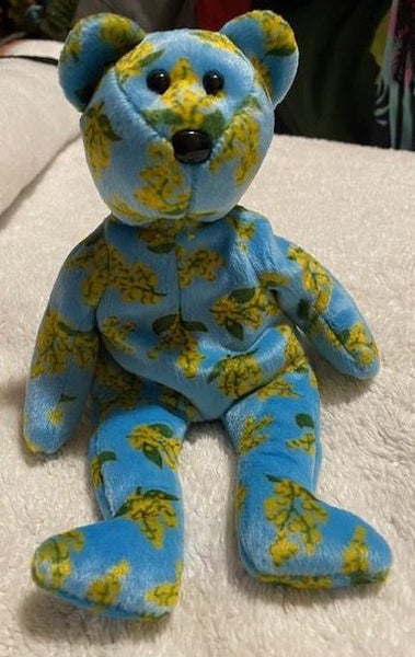 Beanie Baby style teddy with beautiful floral fabric!!! Carousel 1