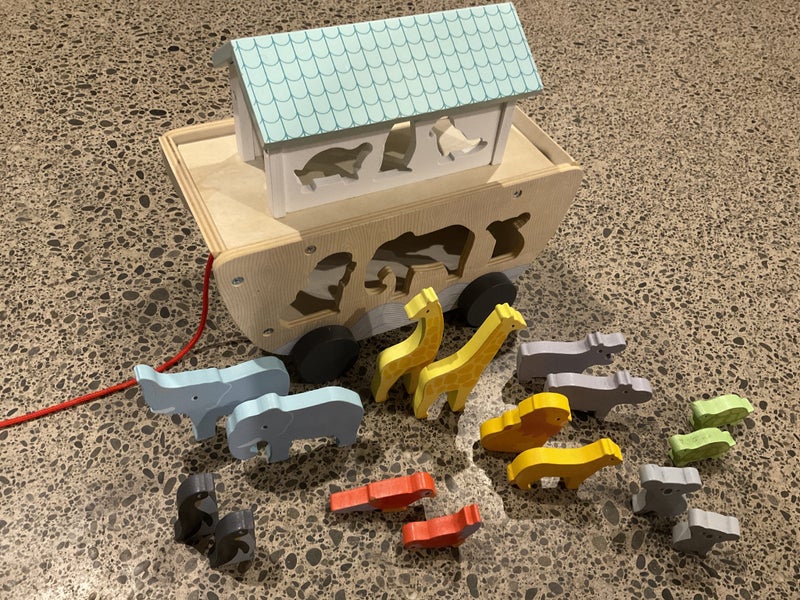 Wooden Noahs Arc Toy - With Animals - Excellent Condition Carousel 1