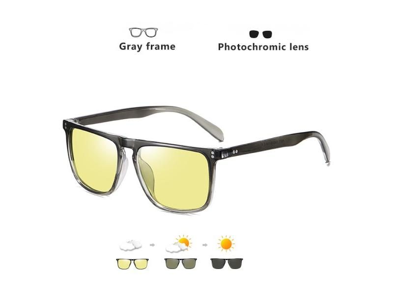 Brand Rivet Square Photochromic Sunglasses Men Polarized Women Driving Sun Carousel 1