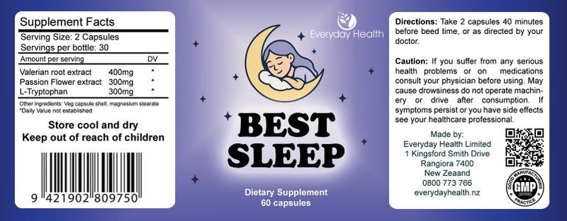 BEST SLEEP - 60 capsules - Herbal with L-tryptophan63615432932355111