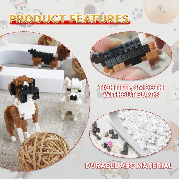 BOROLA Pet Dog Building Blocks Set Educational Toy Realistic Fun Animal Assembly Carousel 3