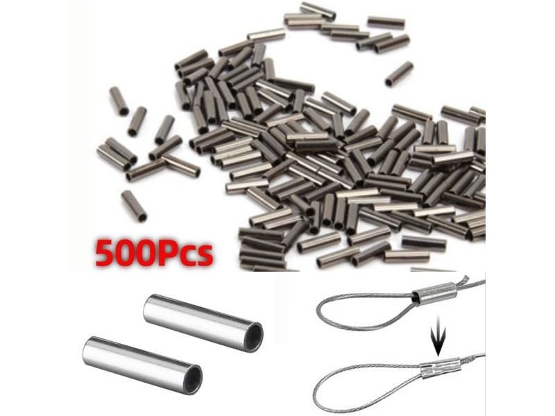 500Pcs/Bag Single Barrel Crimping Sleeves Fishing Line Wire Leader Copper Tube Carousel 1