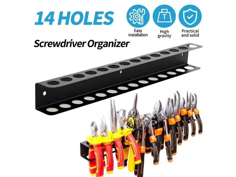 Screwdriver Organizer Tool Wall-mounted 14-hole Hardware Tool Storage For Hex Carousel 1